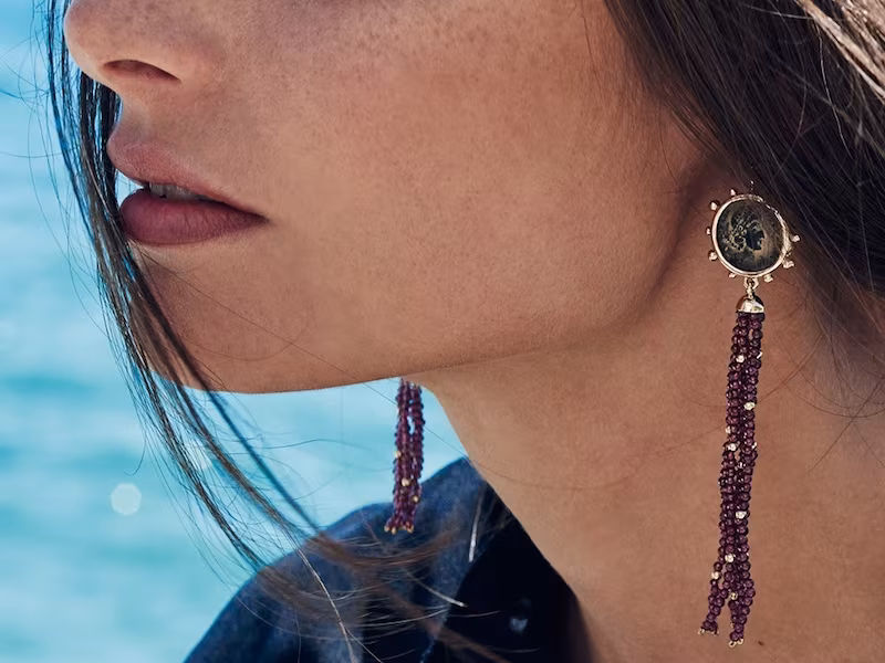 Dubini Constantine Garnet, Bronze & Yellow-Gold Earrings