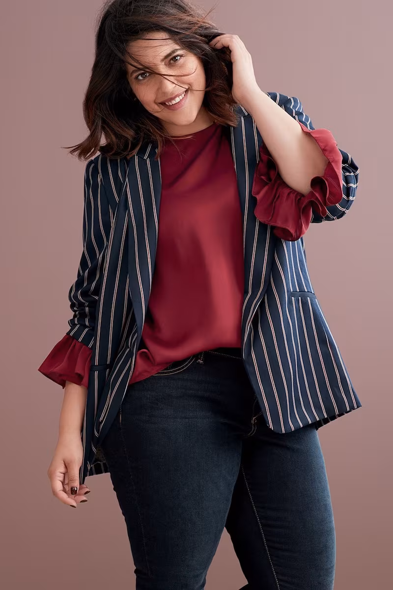 ELVI Oversize Pinstripe Blazer