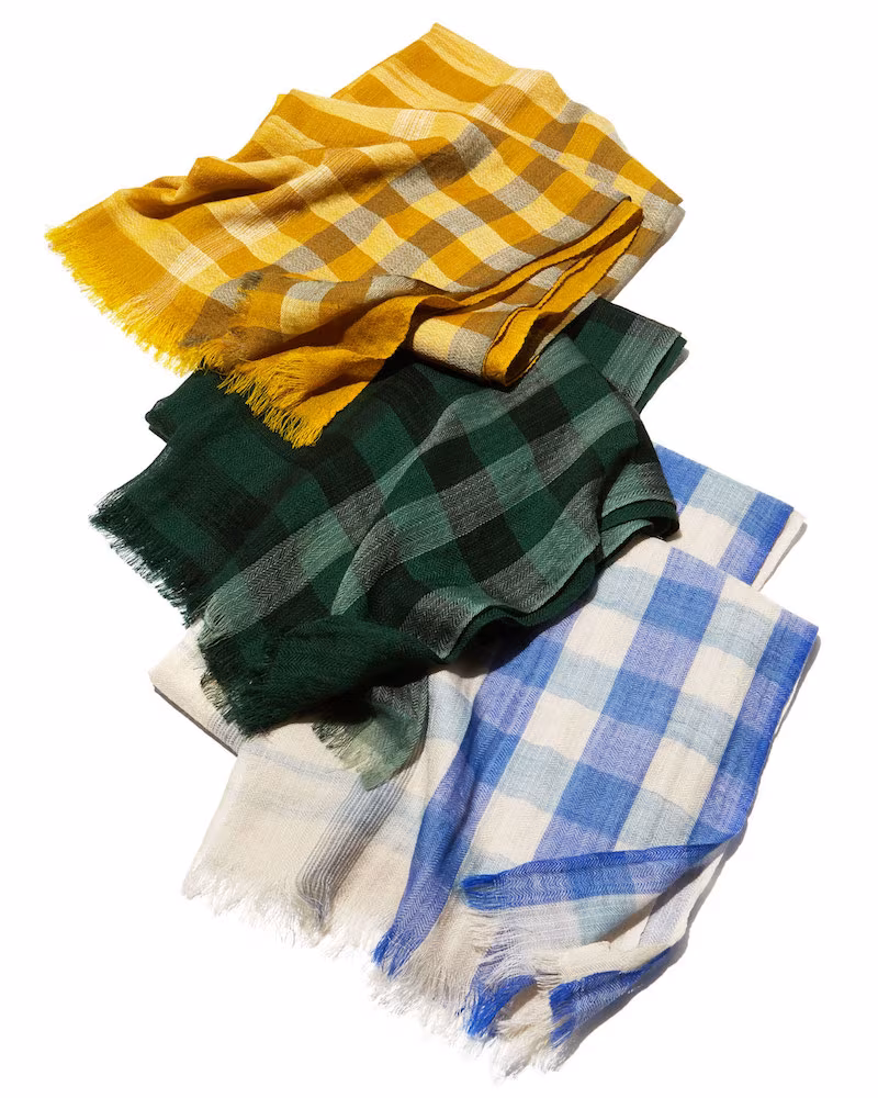 Eileen Fisher Hand-Loomed Fading Ikat Check Wool Scarf