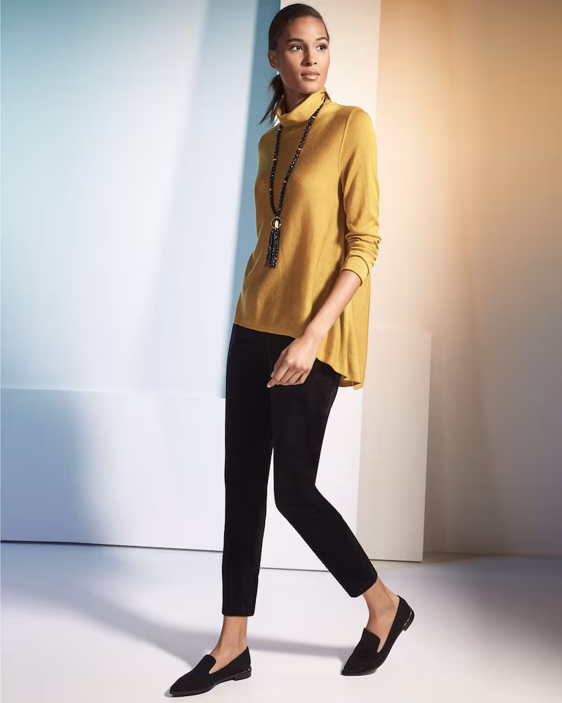 Eileen Fisher Sleek Scrunch-Neck Knit Top