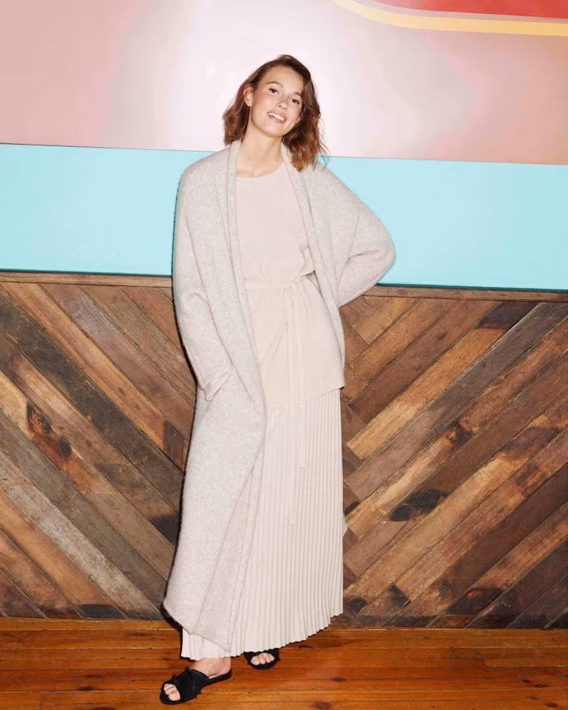 Elizabeth and James Alden Rolled-Collar Dolman-Sleeve Duster Cardigan