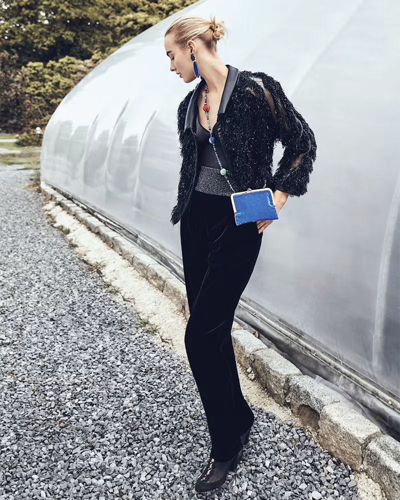 Giorgio Armani Velvet Boucle Bracelet-Sleeve Jacket