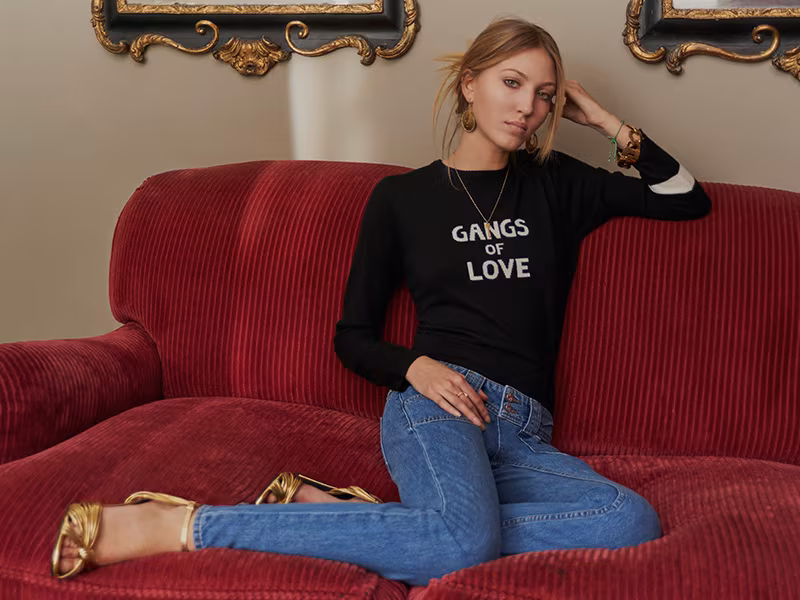 J Brand x Bella Freud Gangs of Love Jumper in Black