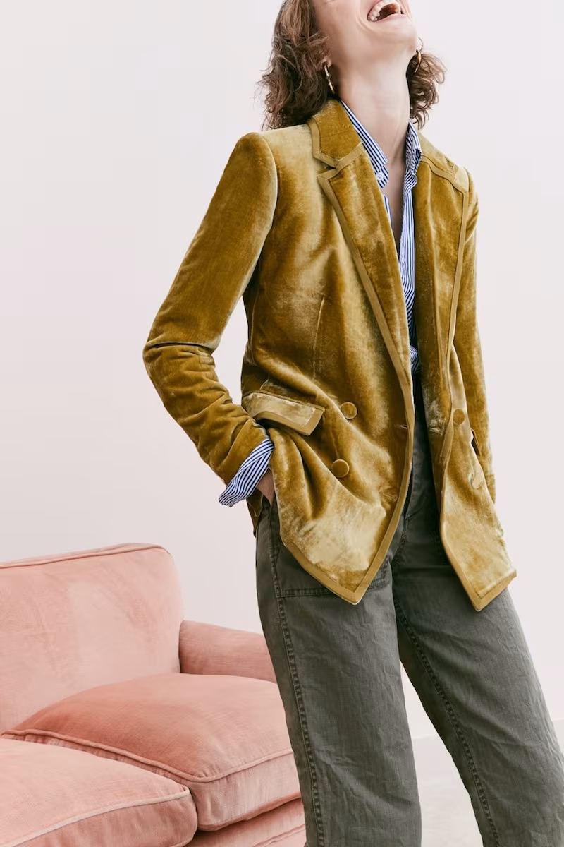 J.Crew Collection Double-Breasted Velvet Blazer