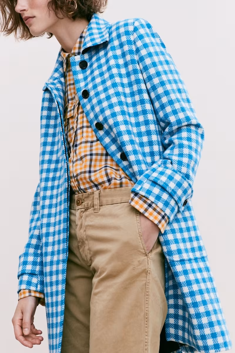 J.Crew Gingham Car Coat
