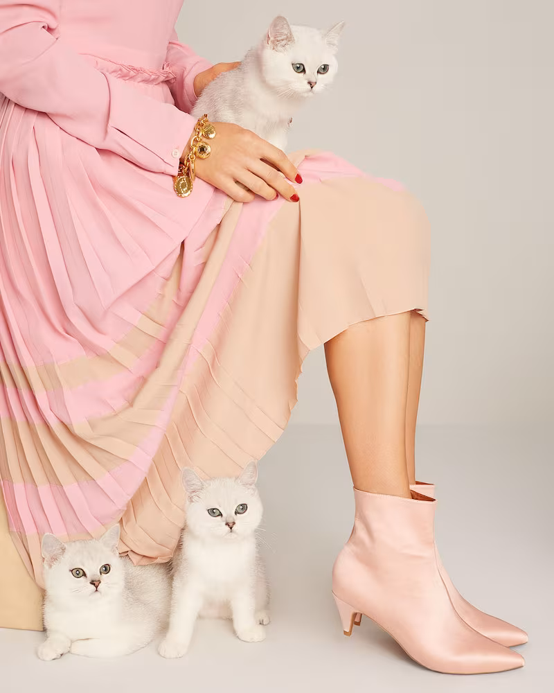 Jeffrey Campbell Muse Satin Kitten Heel Booties