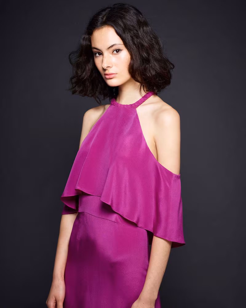 Kobi Halperin Leyton Cold-Shoulder Silk Cocktail Dress