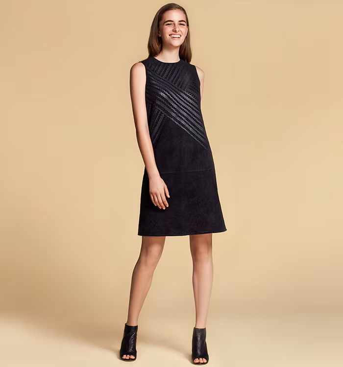 Lafayette 148 New York Hailey Sleeveless Suede Shift Dress