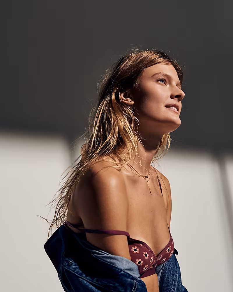 Madewell Cotton-Modal Eliza Cutout Bralette In Floral Dot