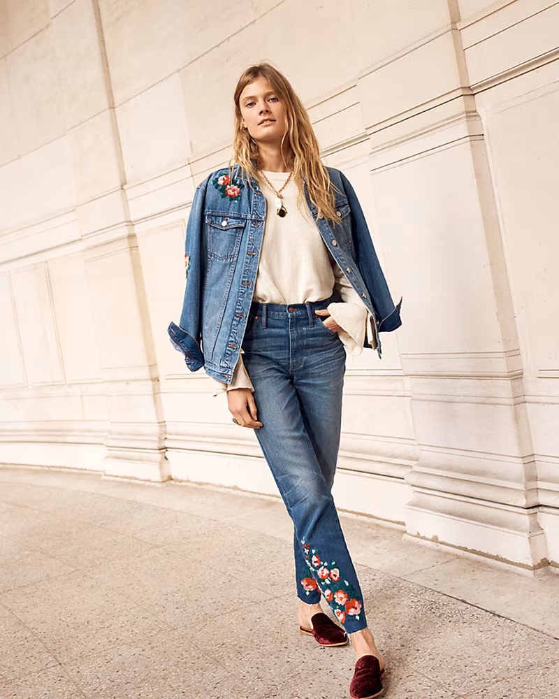 Madewell The High-Rise Slim Boyjean Embroidered Edition