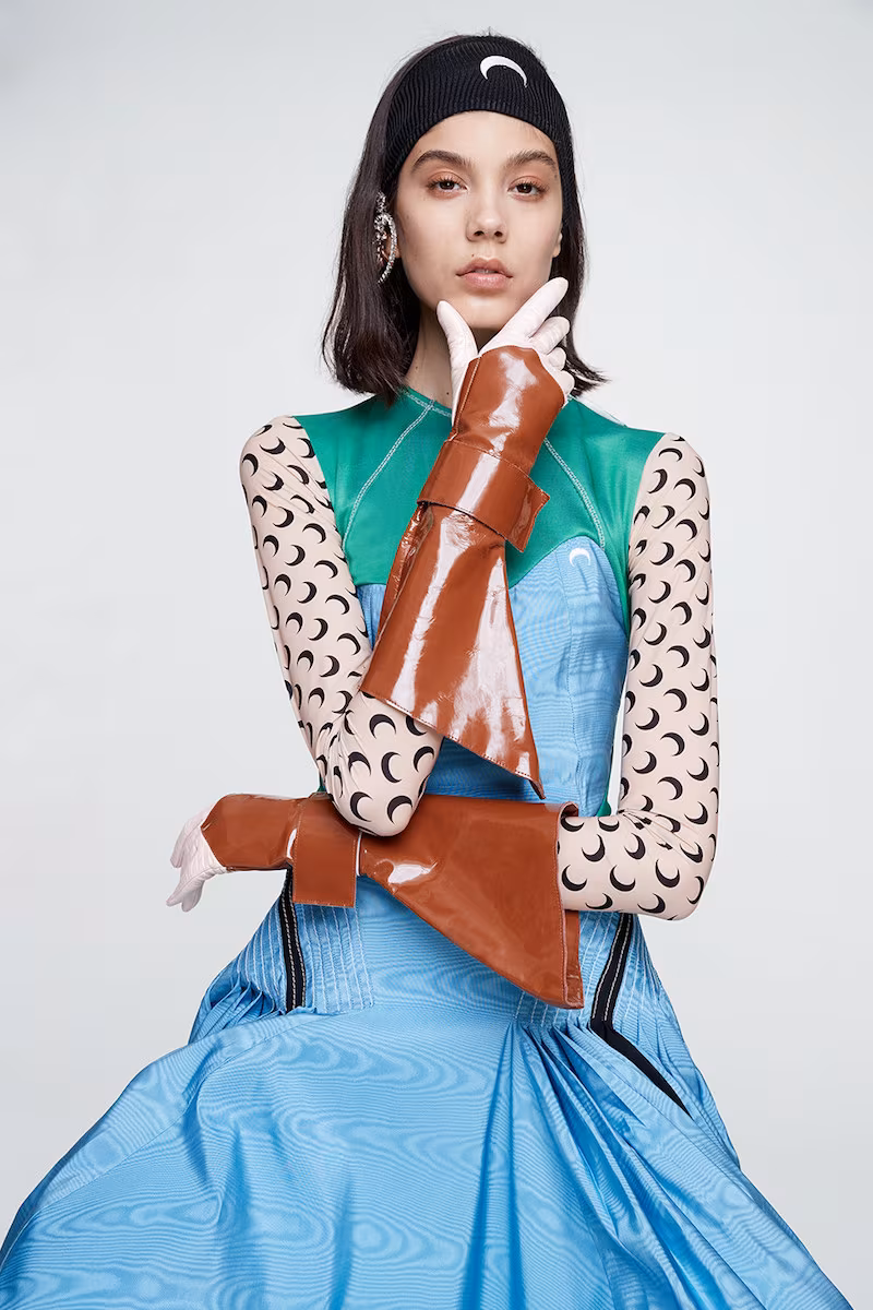 Marine Serre Pleated Moiré Dress