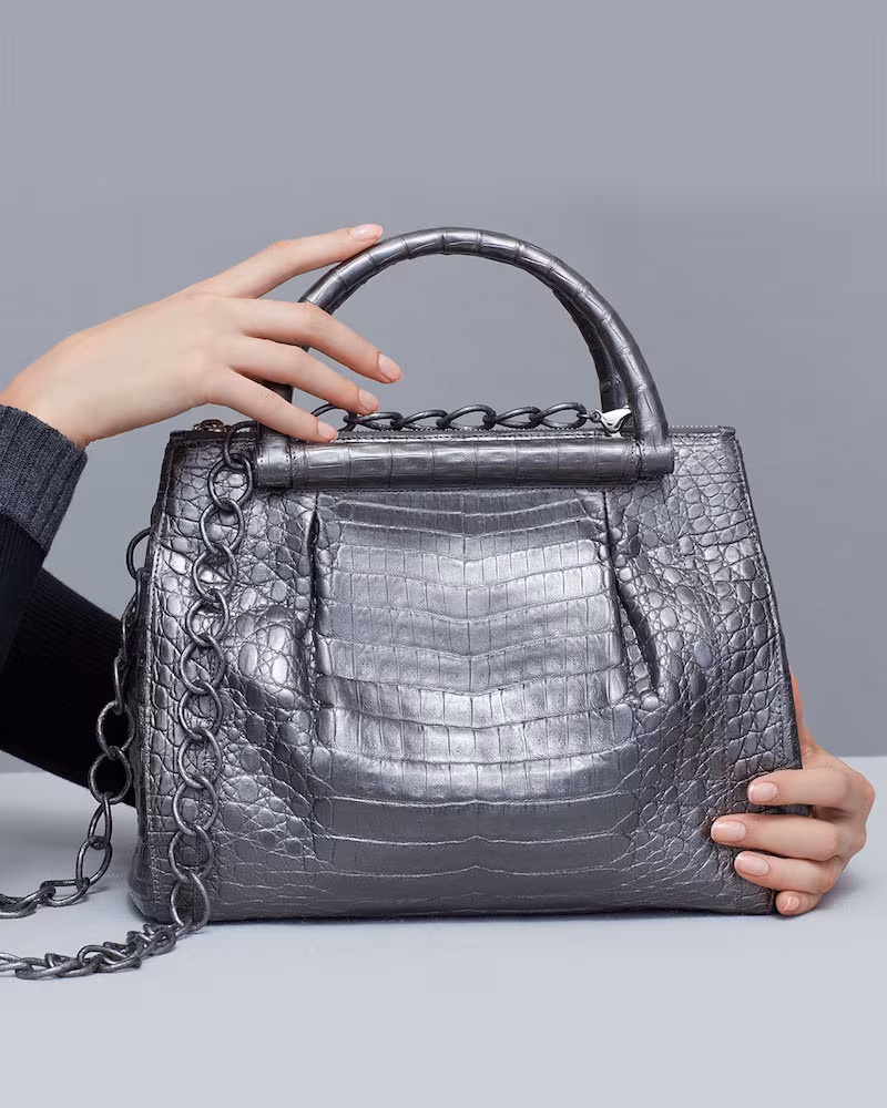 Nancy Gonzalez Medium Pleated Crocodile Tote Bag
