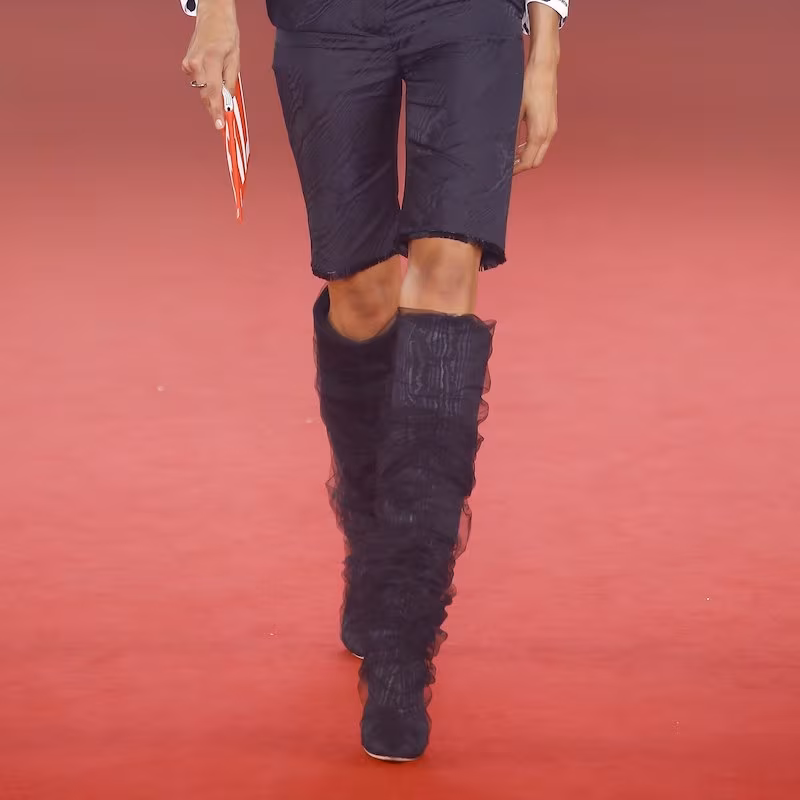 Off-White c/o Jimmy Choo Elisabeth 100 Knee High Boots with Ruched TPU