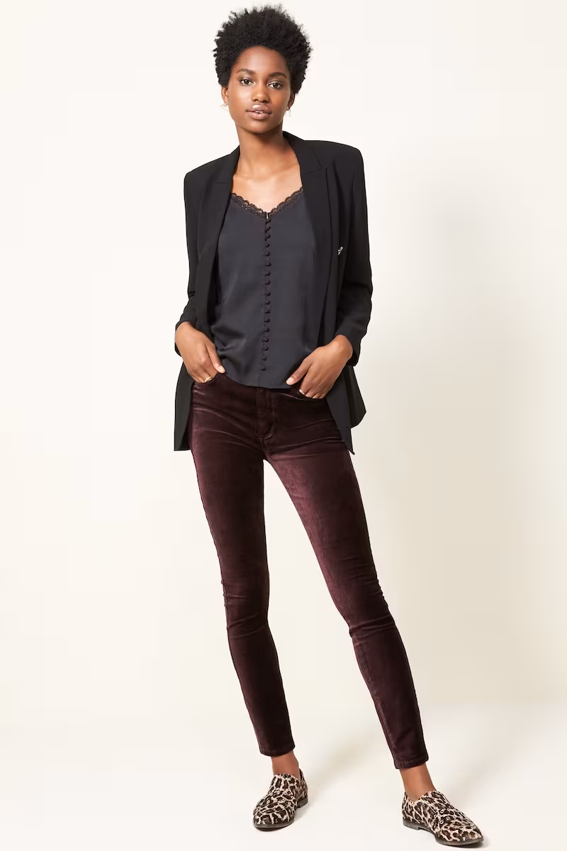 PAIGE Hoxton Velvet Ankle Skinny Jeans