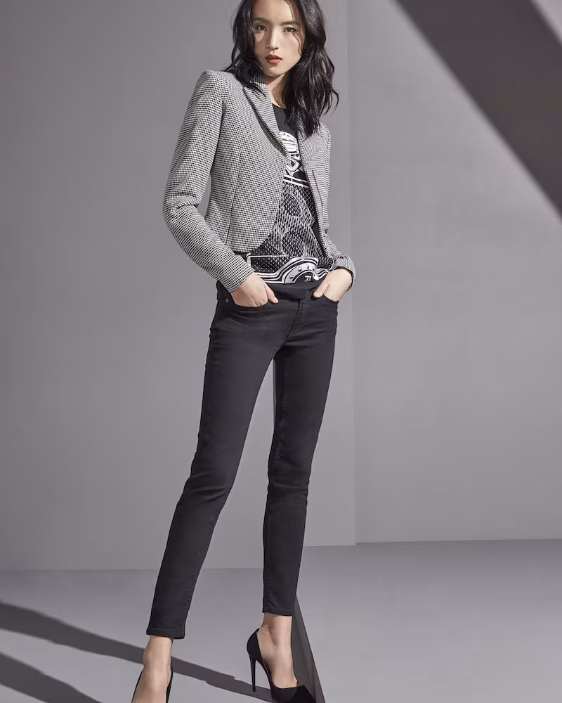 Ralph Lauren Collection Fabiana Zip-Front Cropped Houndstooth Wool Jacket