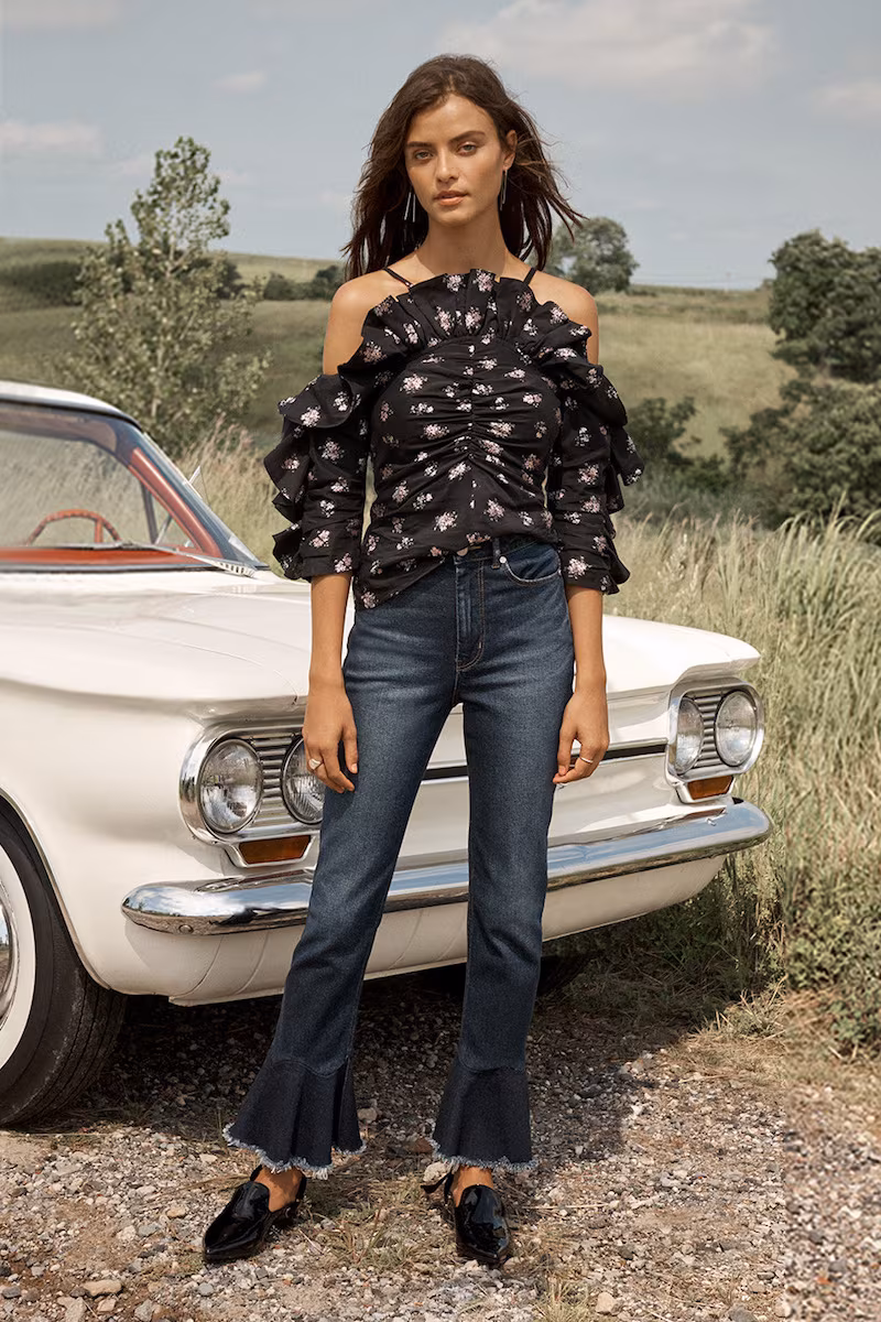 Rebecca Taylor Long Sleeve Tara Eyelet Top