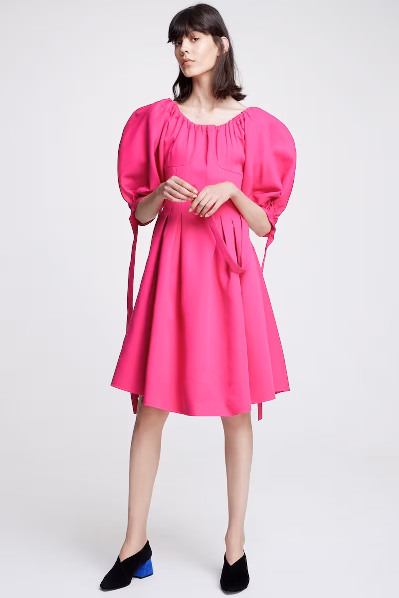 Rejina Pyo Greta Puff Sleeve Crepe Fit & Flare Dress