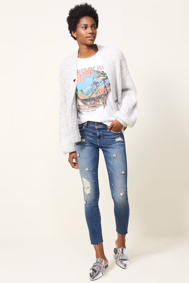 STS Blue Taylor Jeweled Crop Straight Leg Jeans