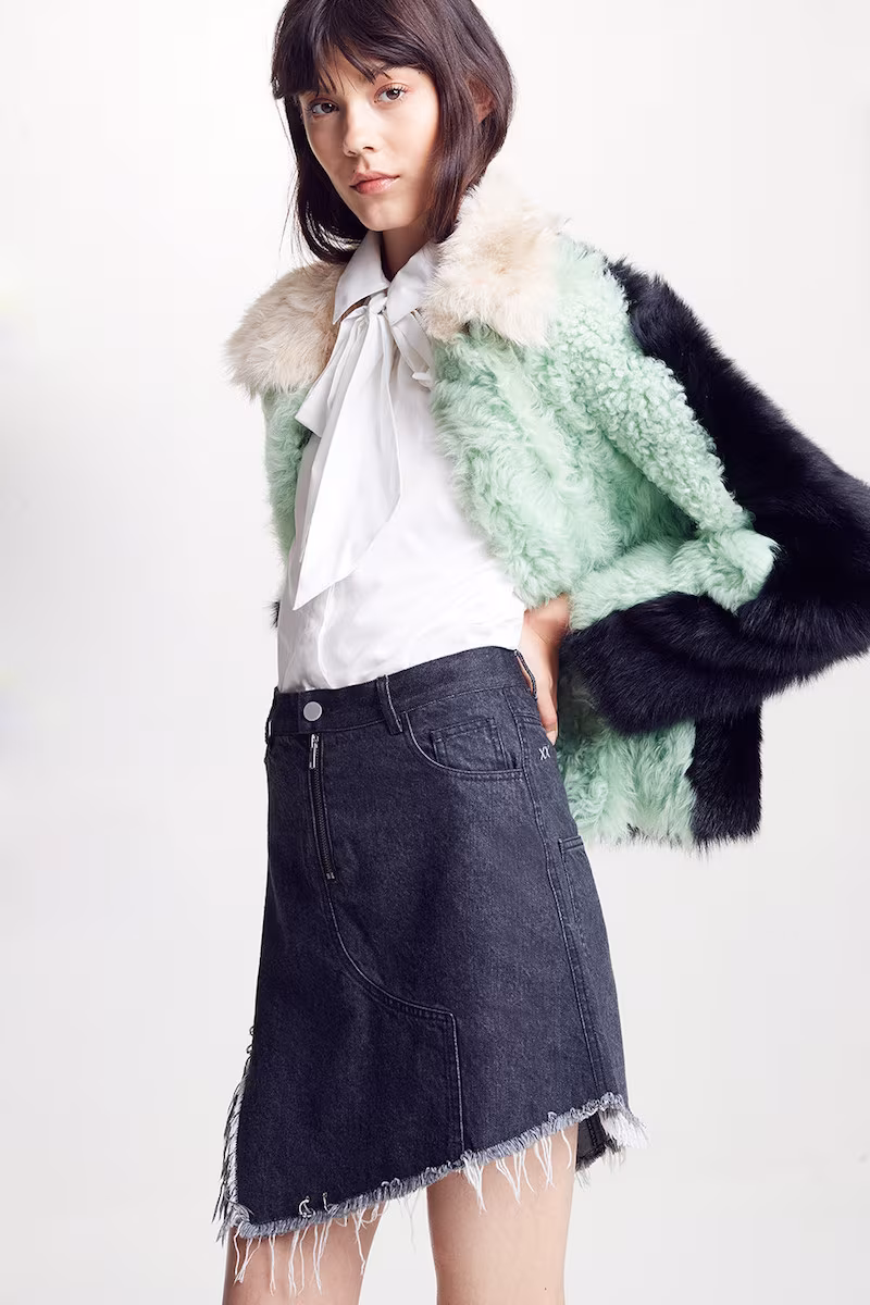 Sandy Liang Cashew Genuine Shearling Coat