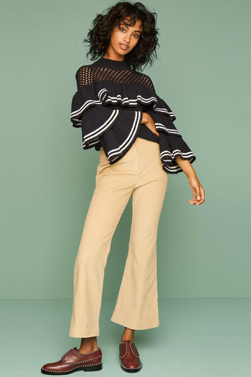 Self Portrait Striped Frill Sweater