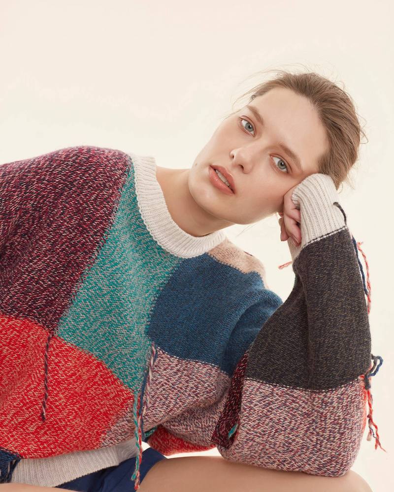 Stella McCartney Patchwork Reverse-Side Intarsia-Knit Wool Sweater
