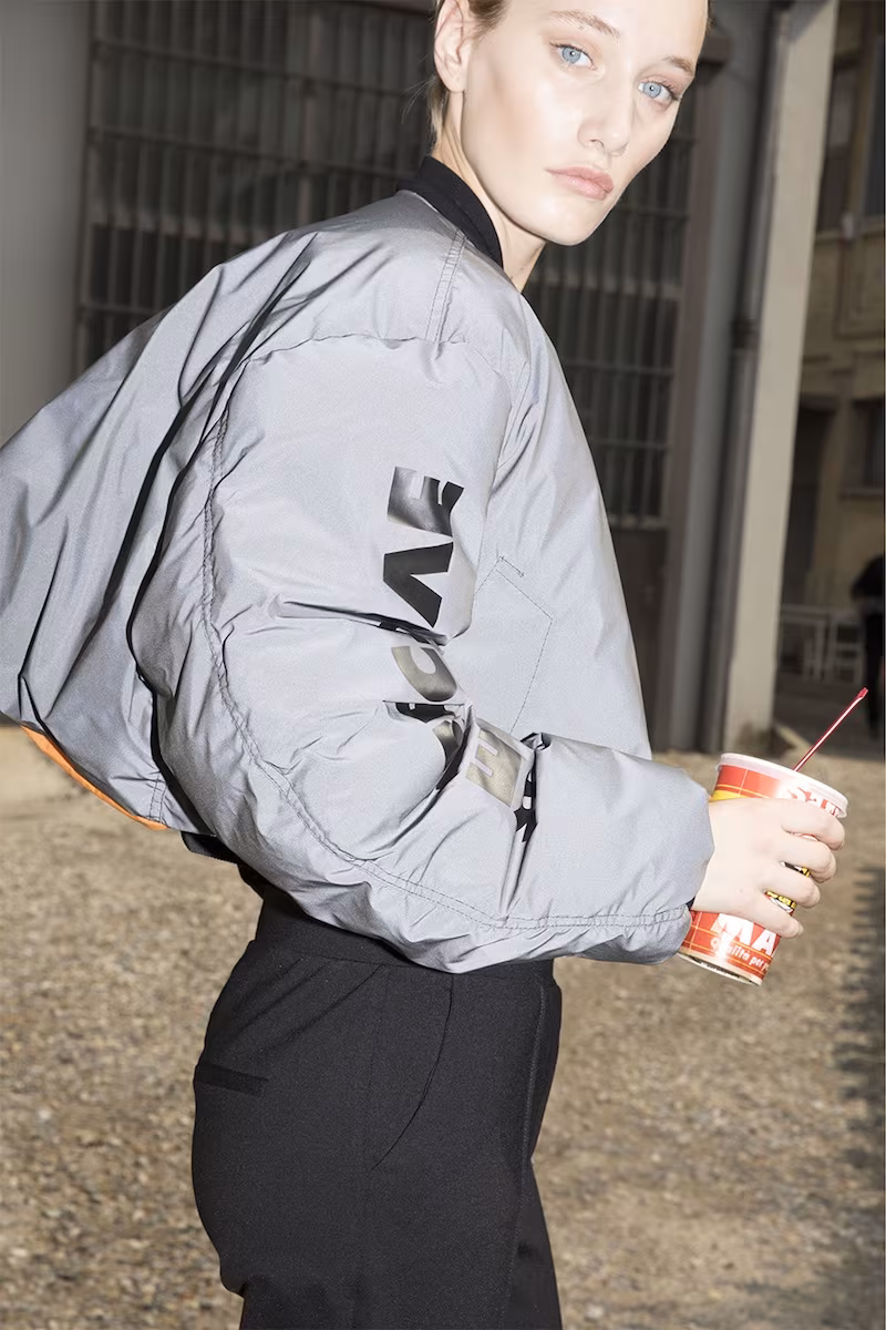 Unravel Cropped Reflective Nylon Bomber Jacket