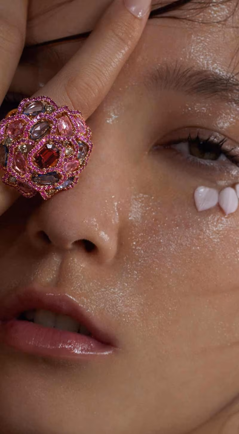 Wendy Yue Pink Sapphire Flower Ring