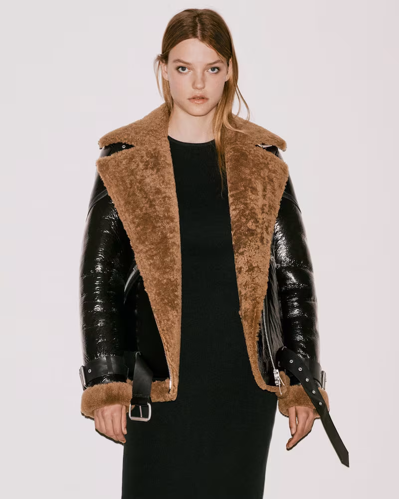 AllSaints Hawley Oversized Shearling Biker Jacket