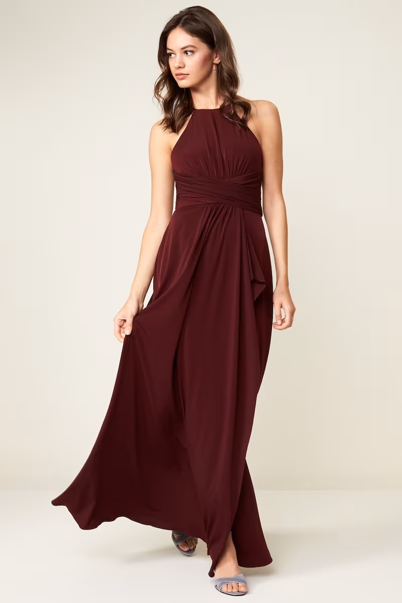 Amsale Jones Ruched Halter Gown