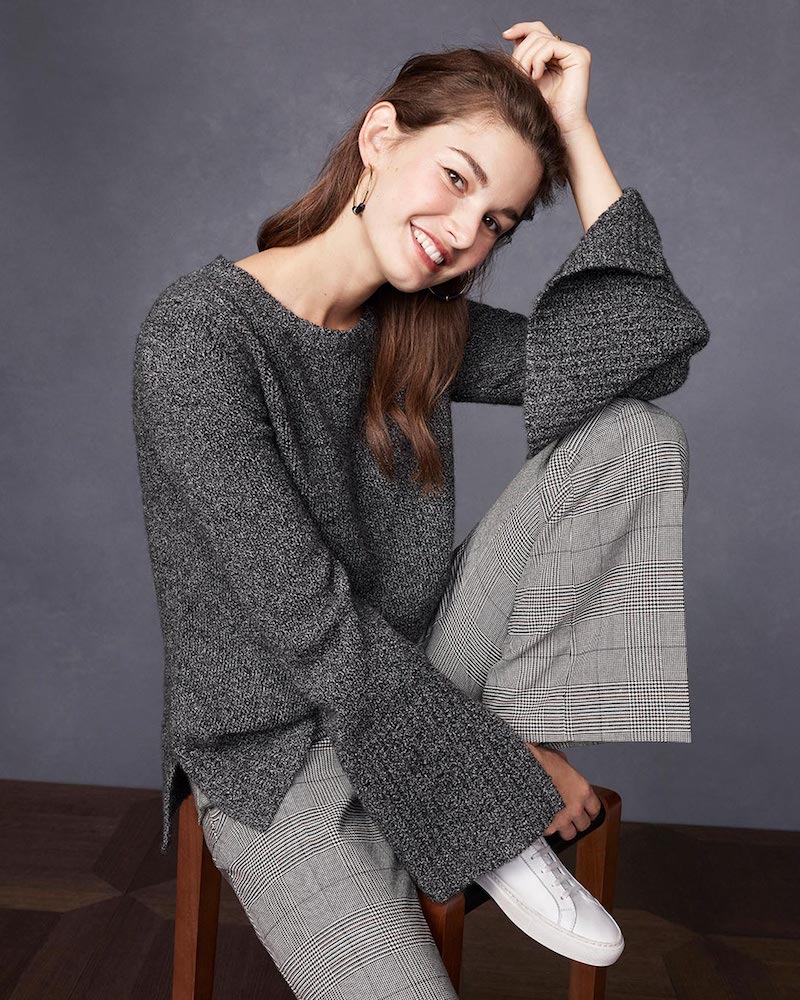 Ann Taylor Cashmere Boucle Slit Cuff Sweater