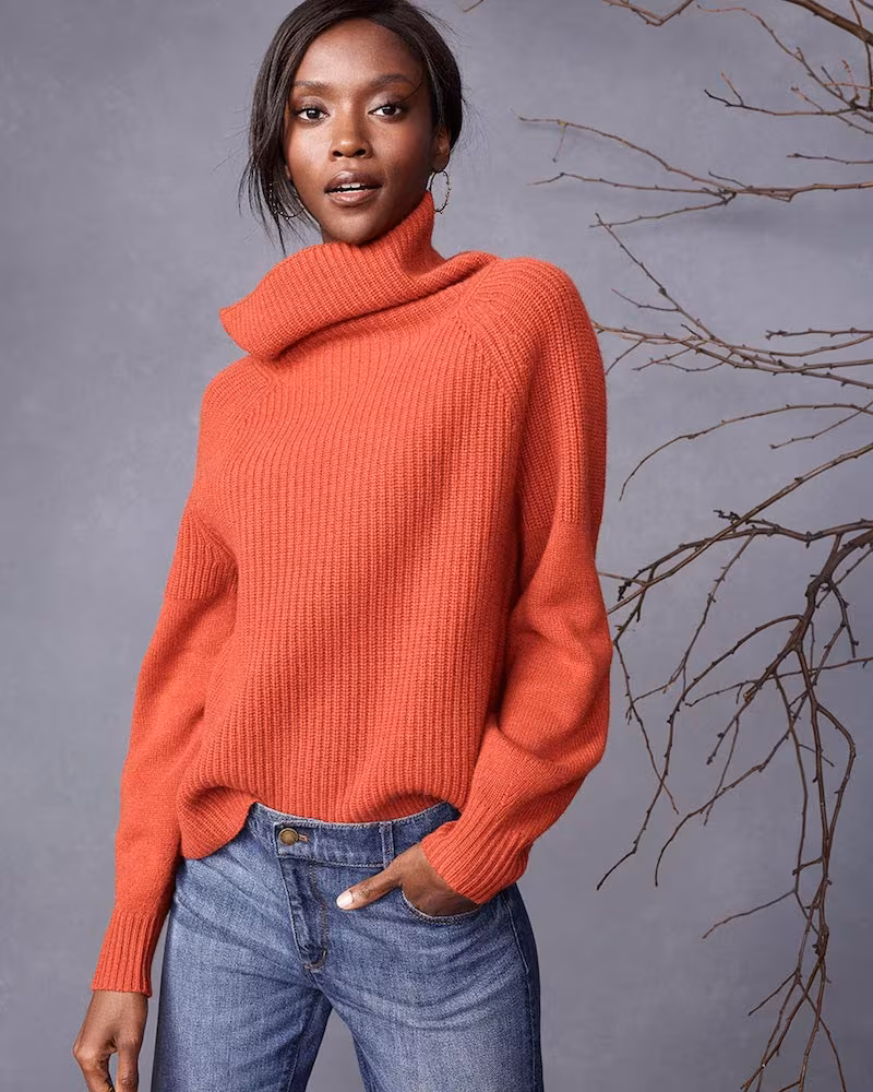 Ann Taylor Cashmere Ribbed Turtleneck Sweater