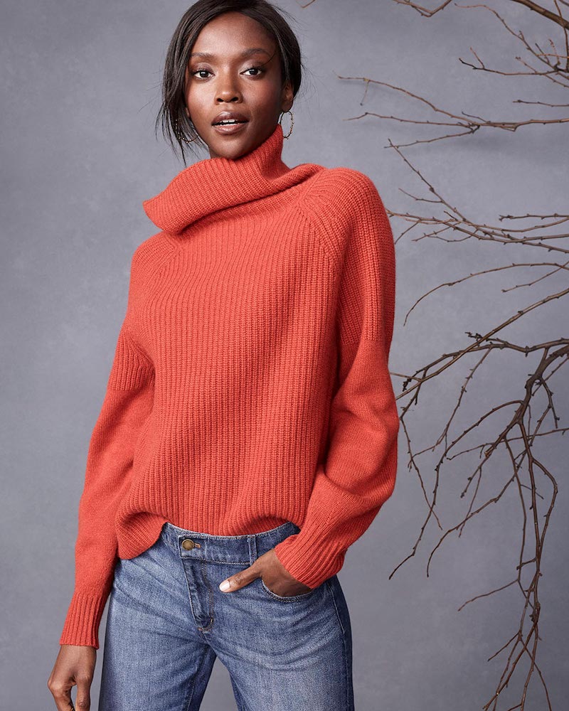 Ann Taylor Cashmere Ribbed Turtleneck Sweater