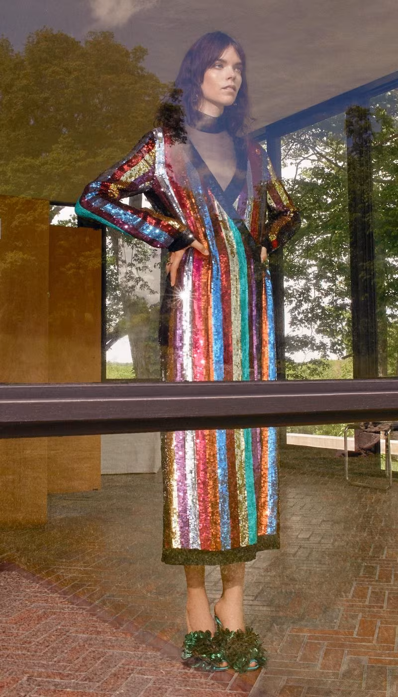 Attico Grace Sequined Wrap Dress
