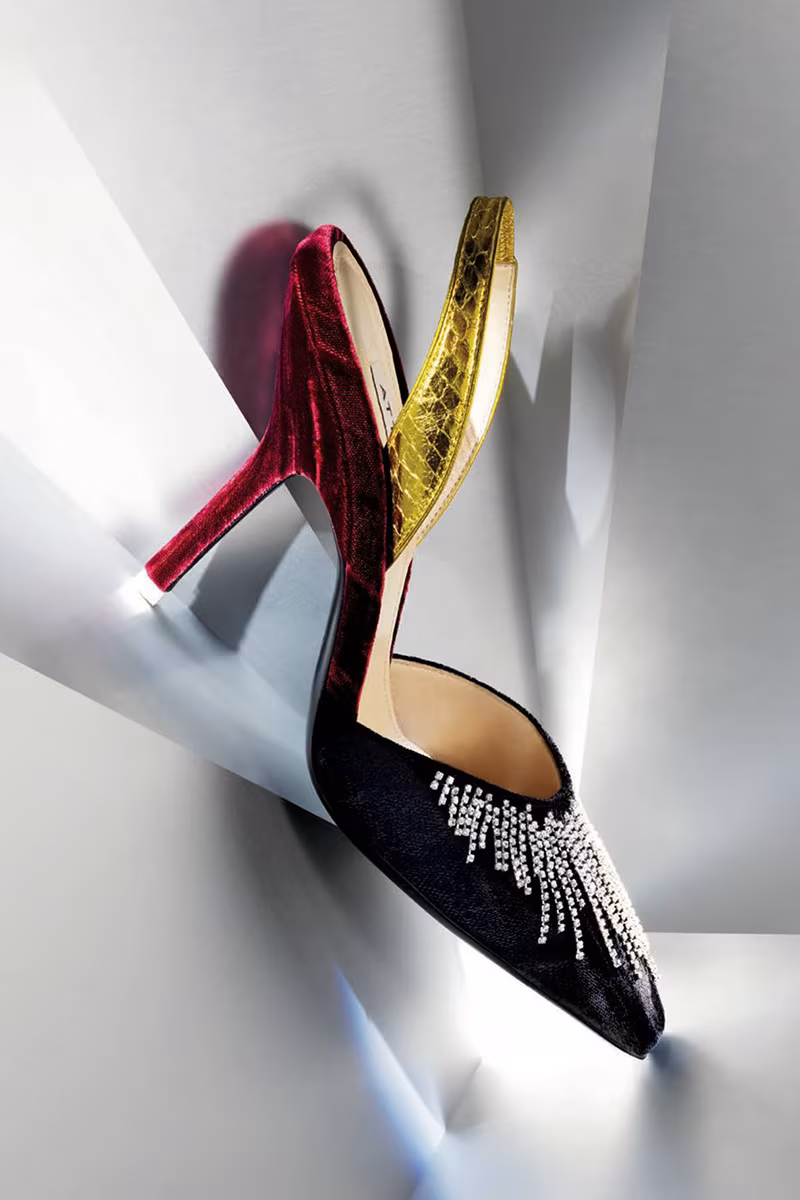 Attico Mara Crystal-Embellished Colorblock Slingback Pump