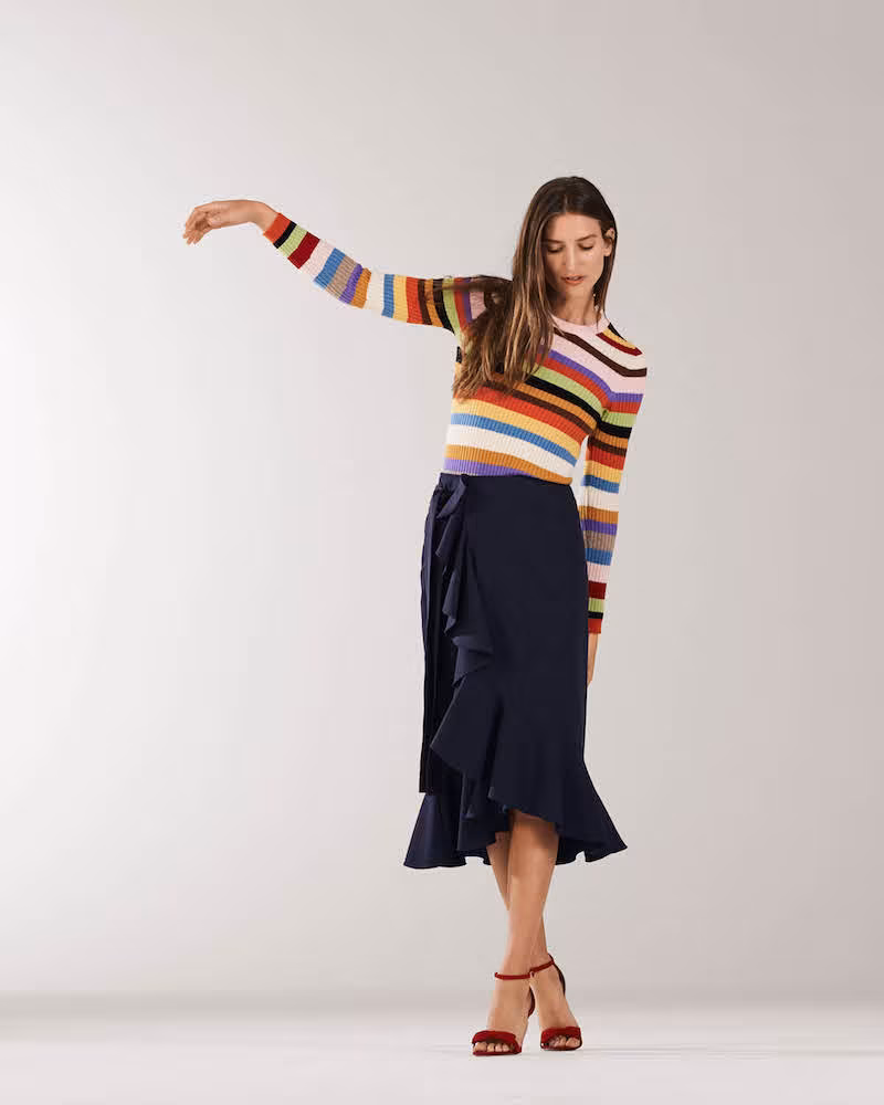 Barneys New York Ruffle Stretch-Cotton Skirt