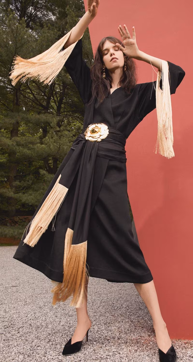 Ellery Ritz Fringe Sleeve Wrap Dress