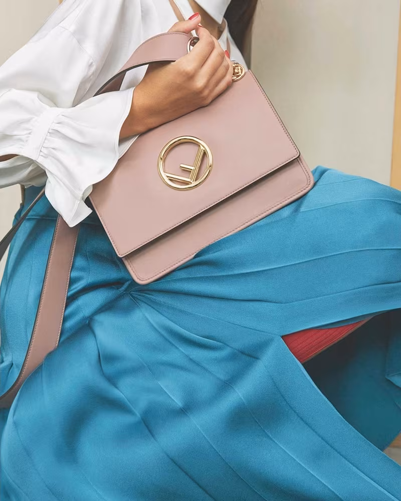 Fendi Kan I Logo Leather Shoulder Bag