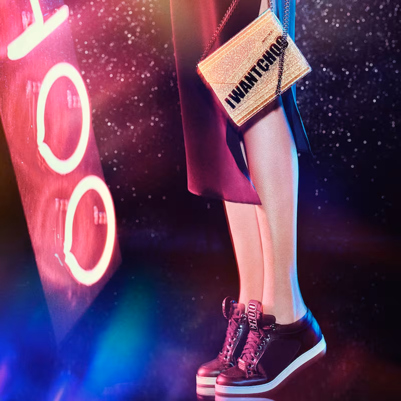 JIMMY CHOO Miami Black Canvas and Leather Sneakers with Logo Pull