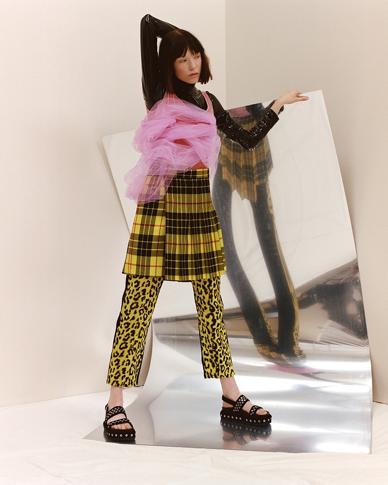 Junya Watanabe Tartan Wool Midi Skirt