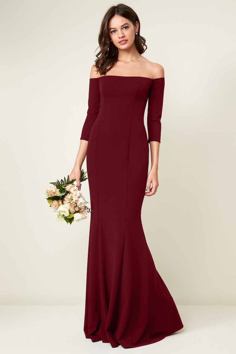 Katie May Three-Quarter Sleeve Off the Shoulder Gown