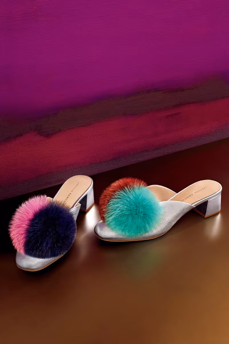 Loeffler Randall Lulu Fur Pompom Block-Heel Mule Pump