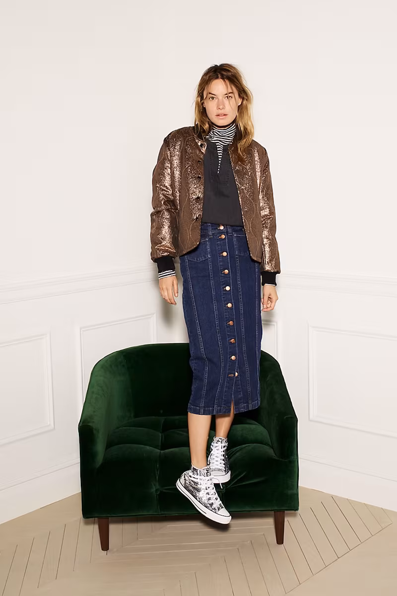 Madewell Metallic Quilted Military Jacket