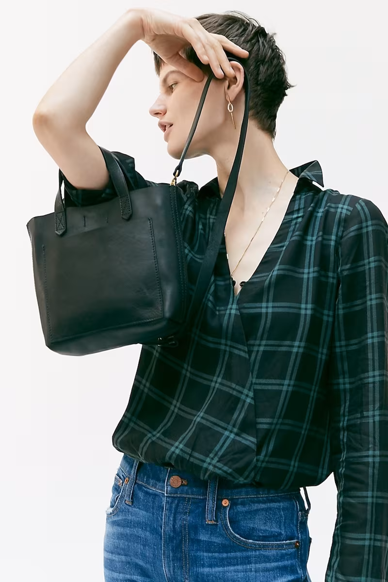 Madewell Wrap-Front Shirt In Palma Plaid