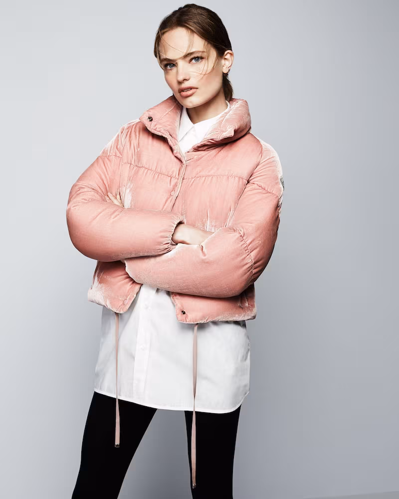 Moncler Cercis Cropped Velvet Puffer Coat