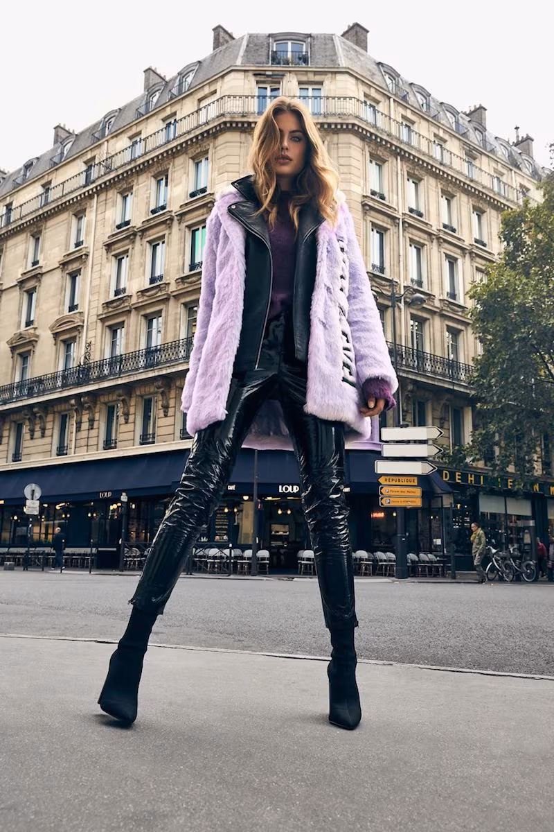 NA-KD Trend Faux Fur Embroidery Coat