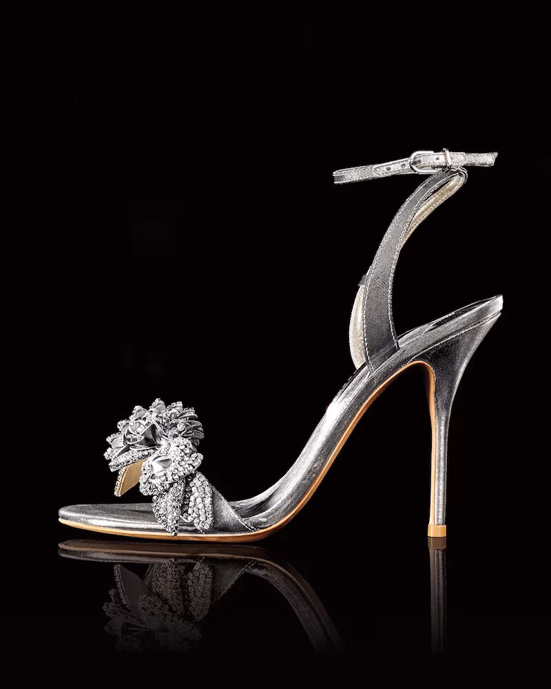 Sophia Webster Lilico Metallic Floral Ankle-Wrap Sandal
