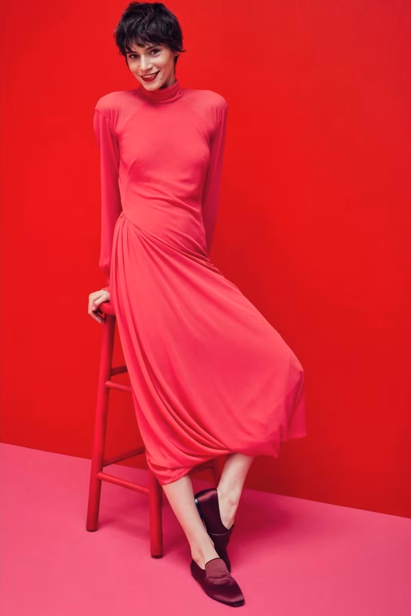 Victoria Beckham Open-Back Turtleneck Midi Dress