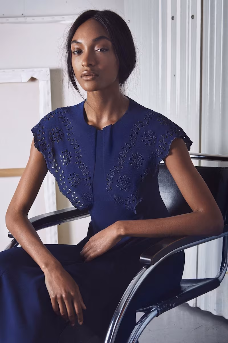 Zac Posen Eyelet Flutter-Sleeve Midi Dress