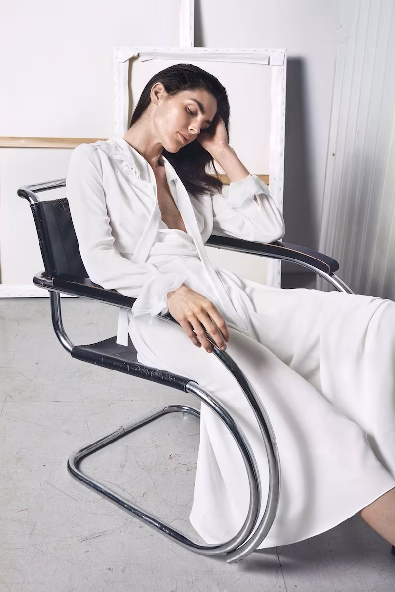 Zac Posen Long-Sleeve Tie-Neck Midi Dress