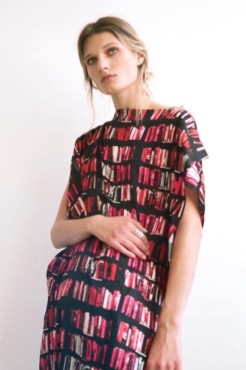 Zero + Maria Cornejo IQ Book-Print Stretch-Silk Tunic Dress